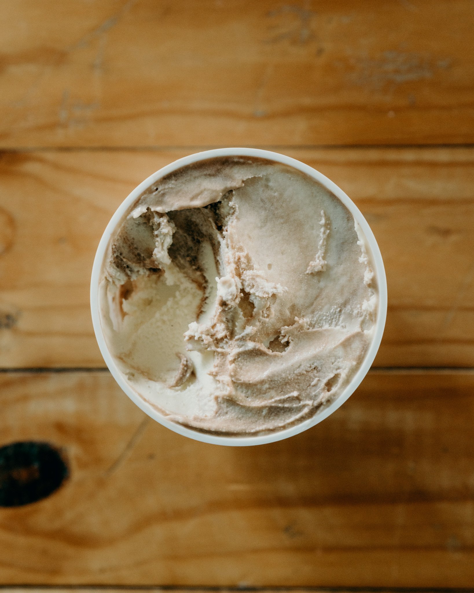 Spiced pear and chocolate ice cream tub